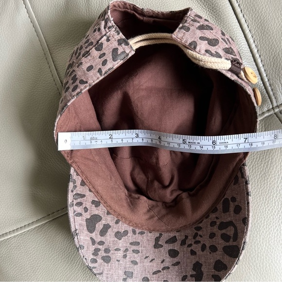 GRAY Saks Fifth Avenue Linen Cotton Leopard Print Cap Hat Animal Print - Picture 8 of 14